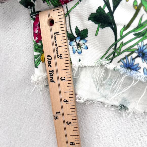 L'AGENCE Audrey Mid Rise Botanical Print Jean Shorts Womens 26 White Multi Denim - Picture 16 of 16